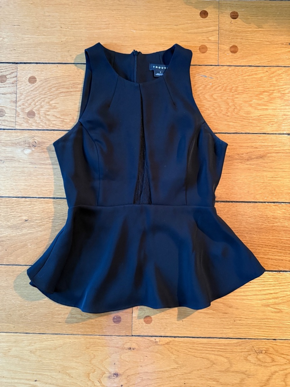 Black Sleeveless Peplum Top